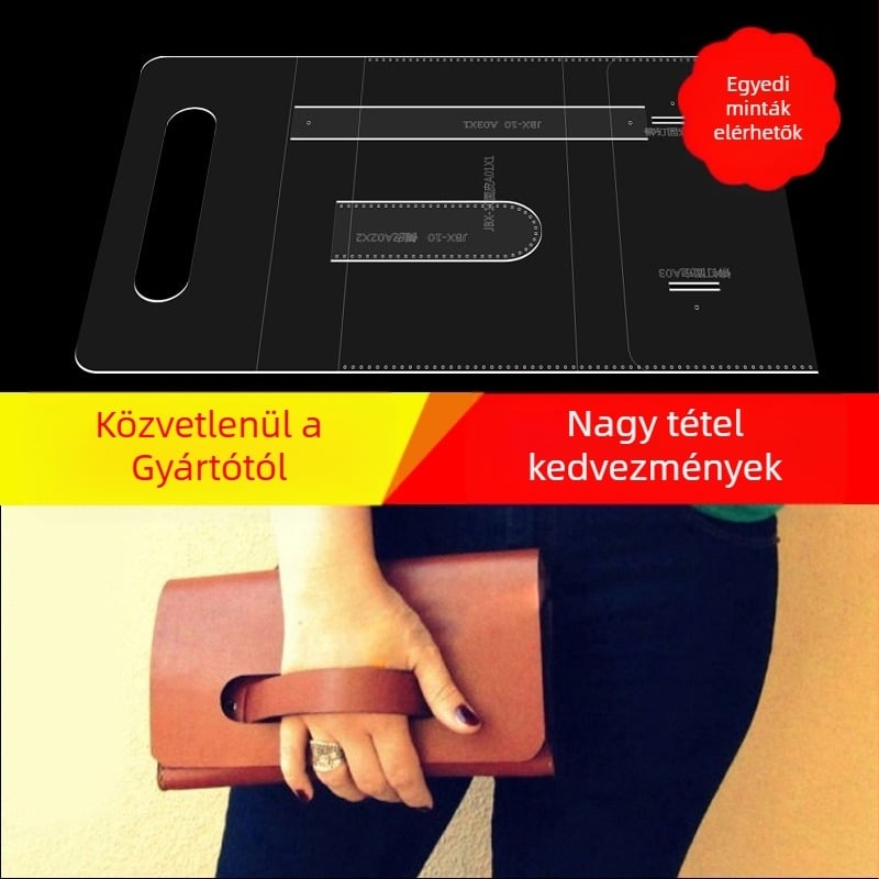 DIY akril mintázat sablon bőrtárgyakhoz — mintamodell kézitáskára, clutchre és pénztárcára