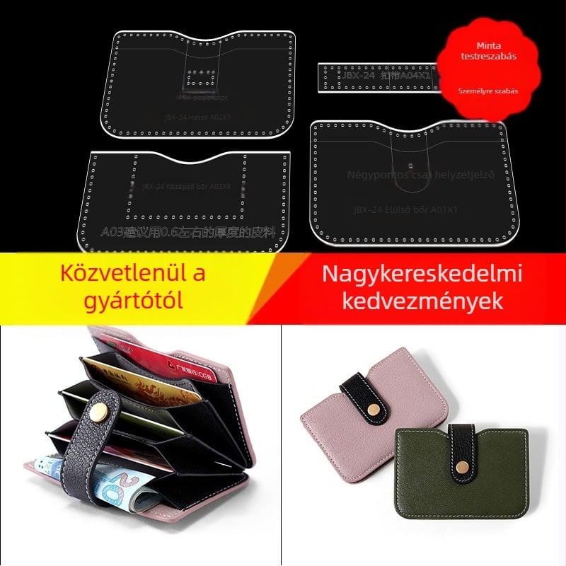 DIY Átlátszó akril sablon kártyatartóhoz – Mintázat bőr kézművességhez, kártyás pénztárca