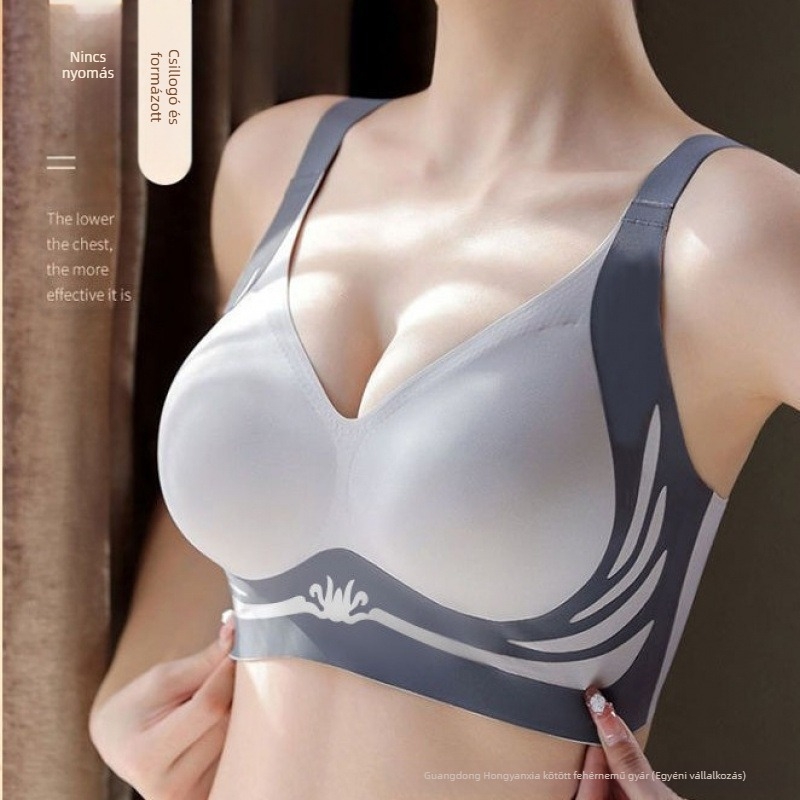Ice Silk varrat nélküli push-up melltartó, 3/4 kosár, rögzített dupla vállpántok, hátul három soros záródás, nejlon anyag
