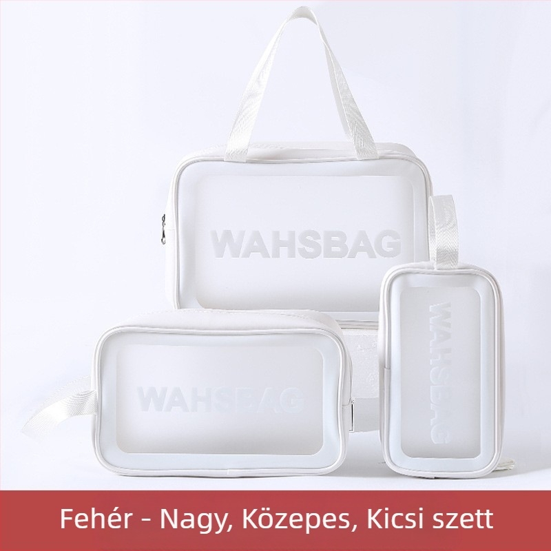 Utazási sminkes táska, vízálló PVC, száraz–nedves szétválasztás, nagy kapacitású kozmetikai tároló, kocka alakú
