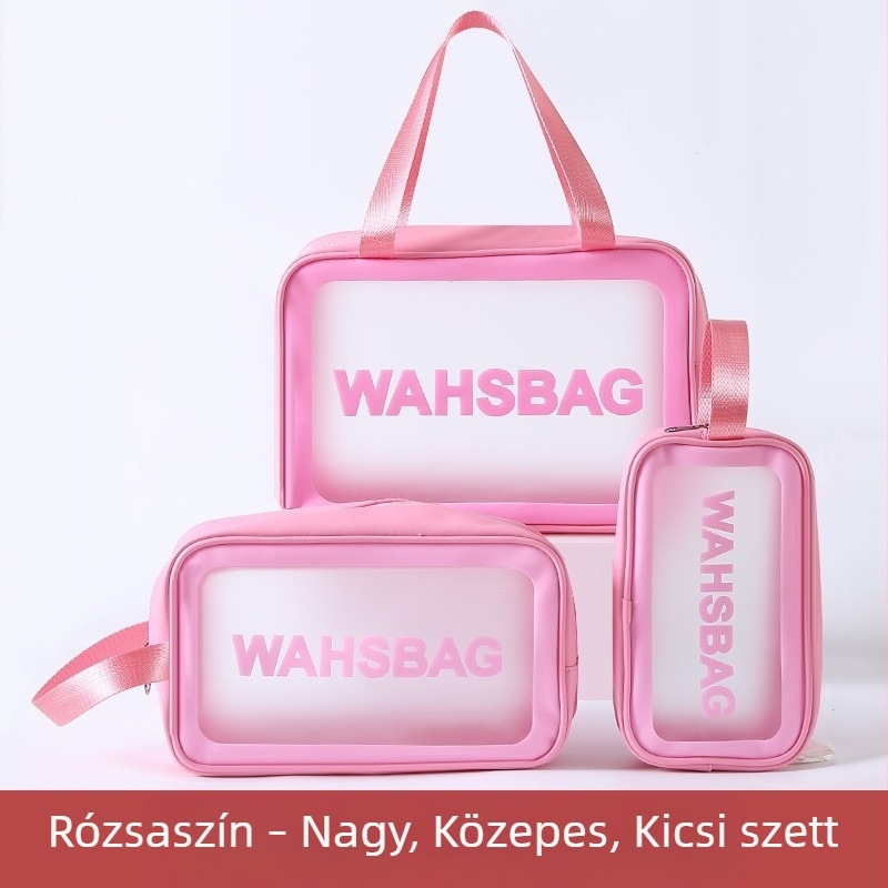 Utazási sminkes táska, vízálló PVC, száraz–nedves szétválasztás, nagy kapacitású kozmetikai tároló, kocka alakú