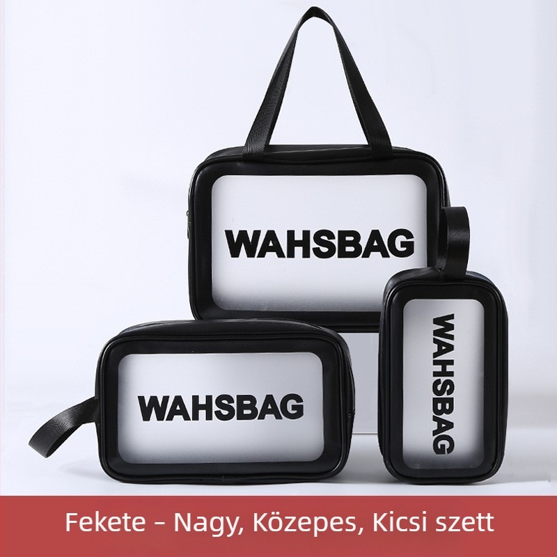 Utazási sminkes táska, vízálló PVC, száraz–nedves szétválasztás, nagy kapacitású kozmetikai tároló, kocka alakú