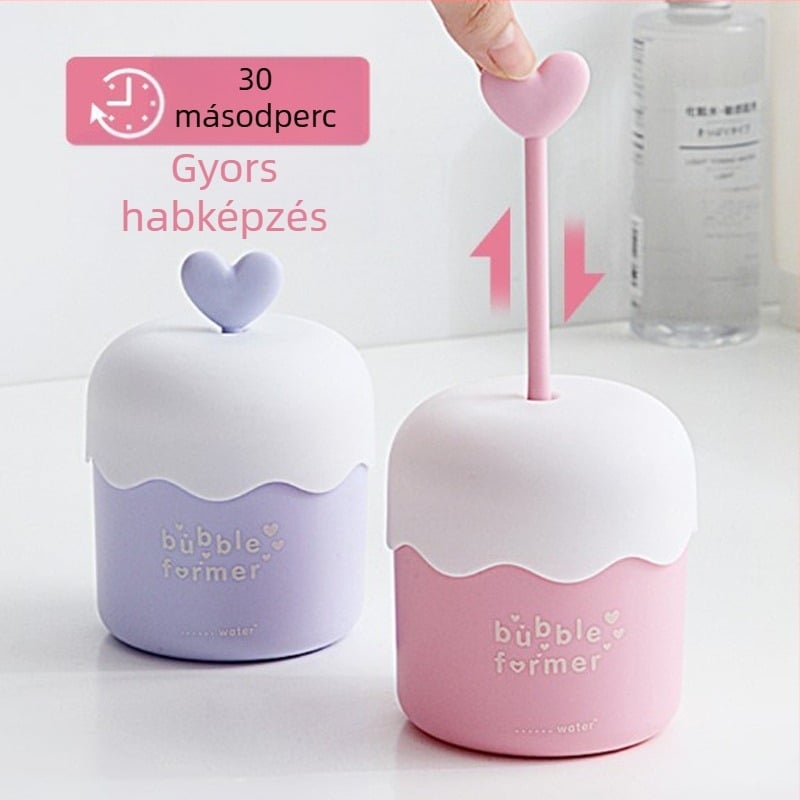 Kézi habosító arcbaválás – hordozható habosító, PP anyag, fedéllel, 120-as csomag, magáncímke elérhető