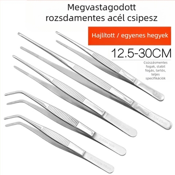 Rozsdamentes acél csipesz akváriumhoz egyenes és hajlított végével, etetéshez és növénykezeléshez