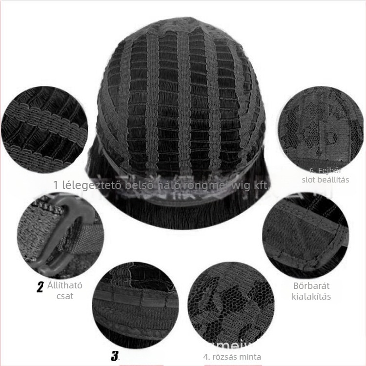 Rövid, egyenes paróka, modell wig-3677, Hajanyag: magas hőmérsékletű huzal, Ferde frufru, Szimulált haj