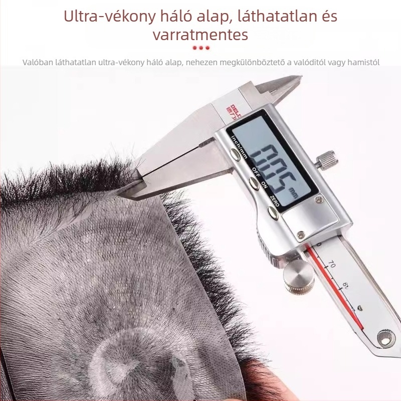 Férfi paróka teljes biológiai fejbőrrel, valódi emberi hajból, teljesen kézzel készített