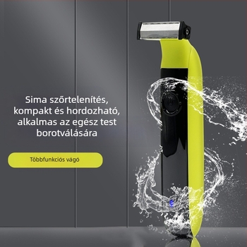 Teljes testet borotáló elektromos borotva, USB-es tölthető, teljesen mosható, kétoldalú finom acél pengék