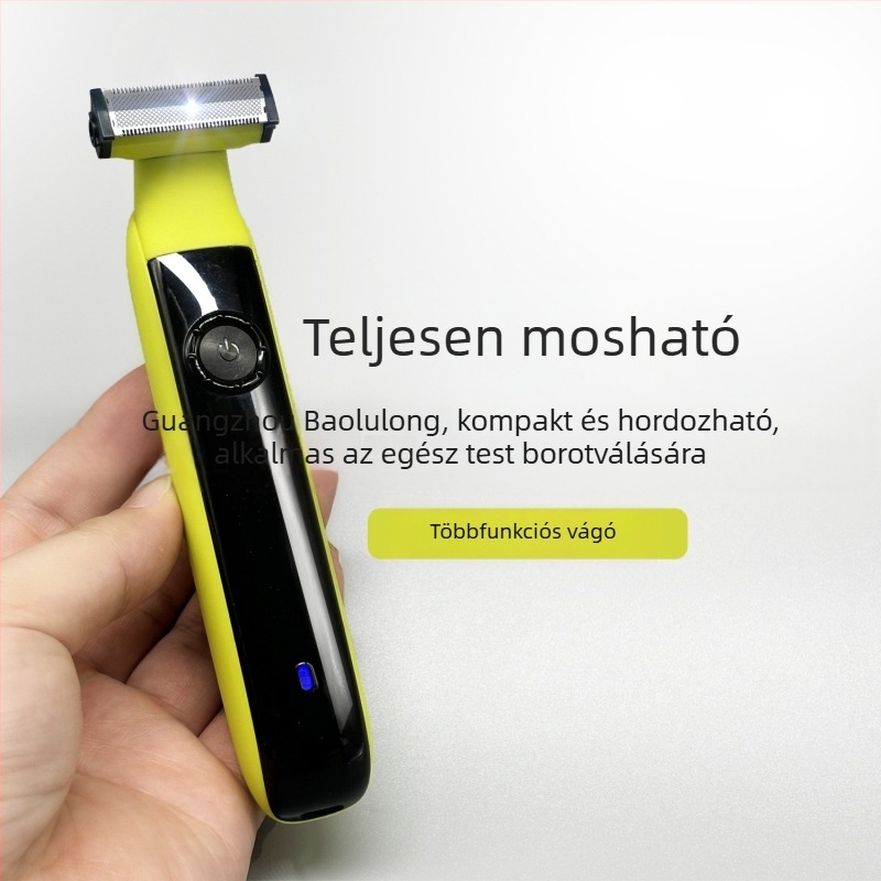 Teljes testet borotáló elektromos borotva, USB-es tölthető, teljesen mosható, kétoldalú finom acél pengék