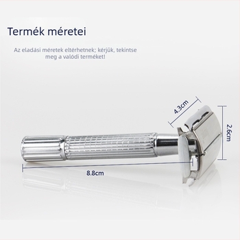 Kézi, teljesen fém kétoldalas borotva rozsdamentes acél pengével, forgó fej