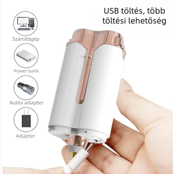 Női elektromos szőrtelenítő készülék, mosható, USB tápegység, dupla fejű vágófej rozsdamentes acélból, modell S107, kefés motor
