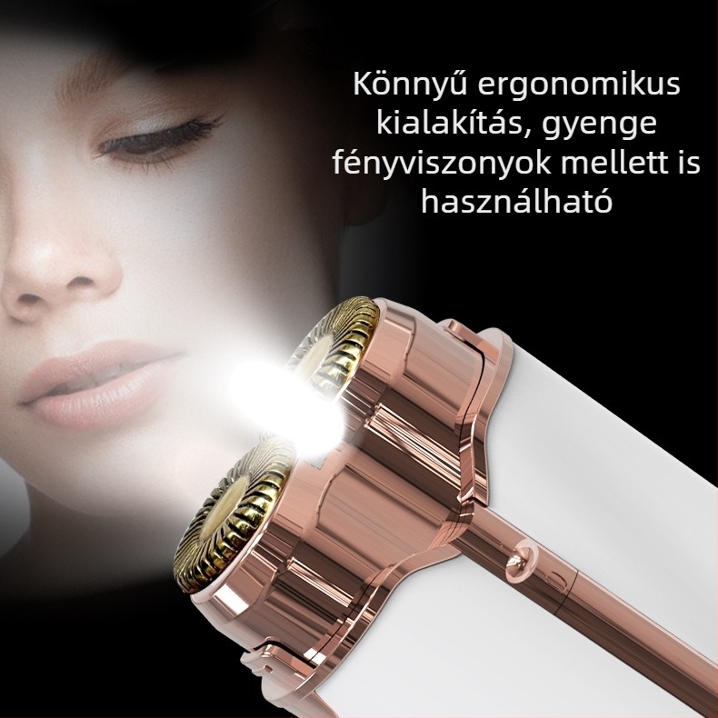 Női elektromos szőrtelenítő készülék, mosható, USB tápegység, dupla fejű vágófej rozsdamentes acélból, modell S107, kefés motor