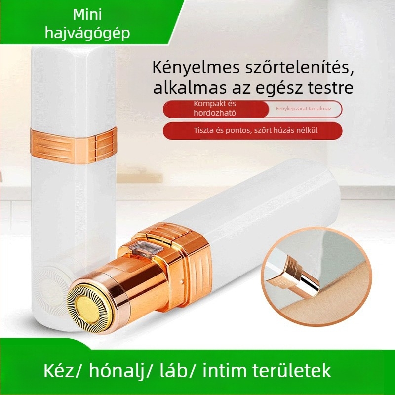 Elektronikus szőrtelenítő készülék ötvözet vágófejjel, ABS ház, kettős táplálás (száraz elem és hálózat), egész testre használható, CE tanúsítvány.