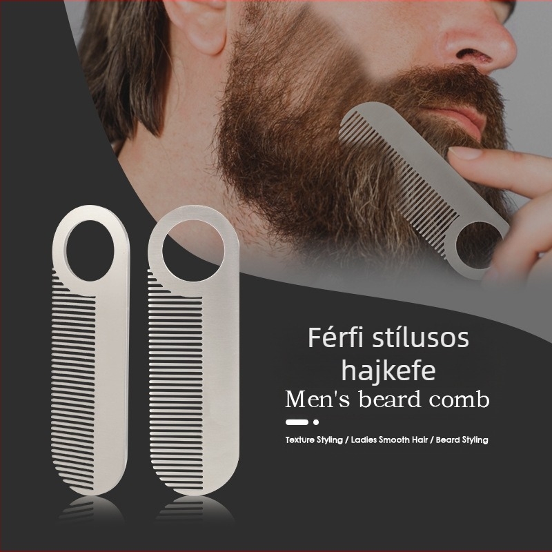 LUOTTS rozsdamentes acél szakállformázó fésű – mini, hordozható, többfunkciós