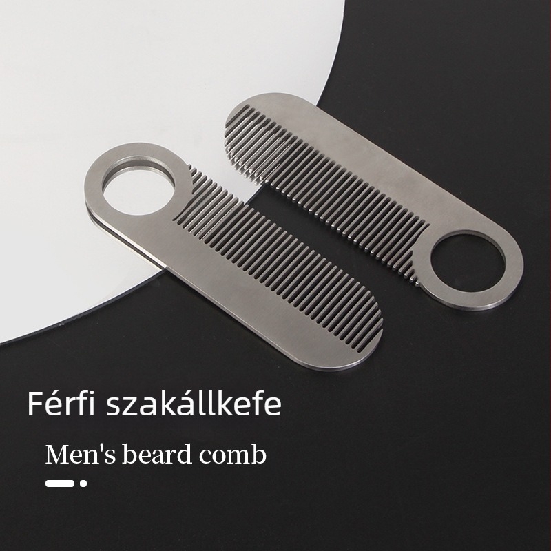 LUOTTS rozsdamentes acél szakállformázó fésű – mini, hordozható, többfunkciós