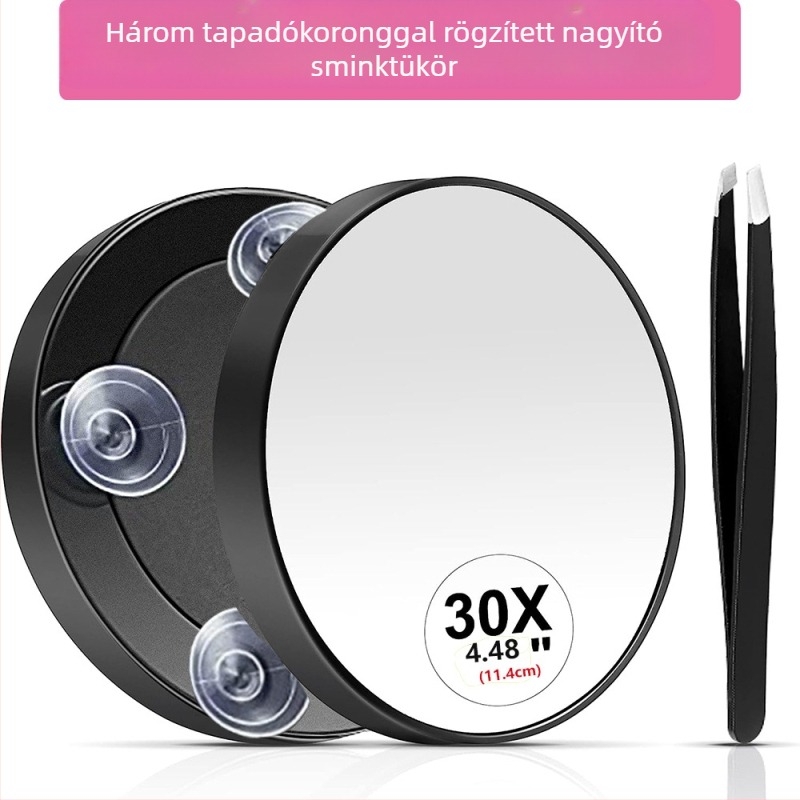 4,5 hüvelykes HD sminktükör szívókorongos, hordozható kör alakú tükör 10x, 20x és 30x nagyítás