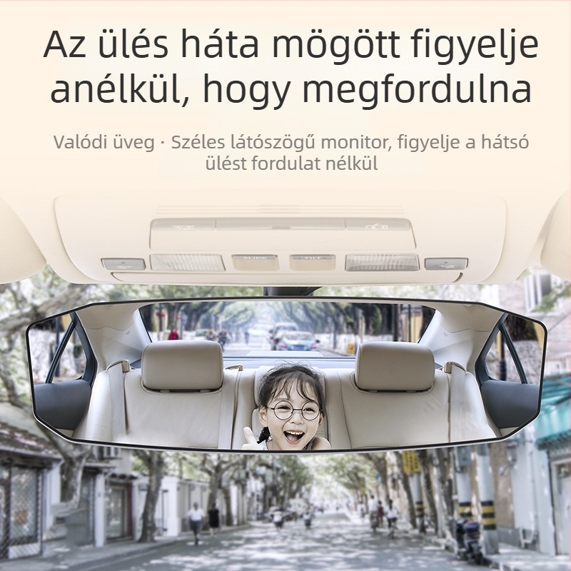 Autó belső tükör kiegészítő a széles látószögű ívelt lencsével – snap-on felszerelés, univerzális illeszkedés, egyszerű stílus