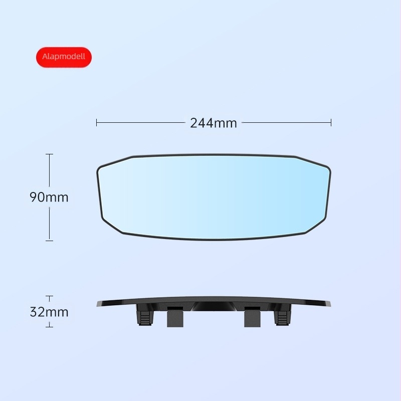 Autó belső tükör kiegészítő a széles látószögű ívelt lencsével – snap-on felszerelés, univerzális illeszkedés, egyszerű stílus