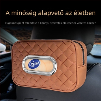 Youbeimei bőr autós zsebkendő-tartó, pánttal, univerzális belső kiegészítő