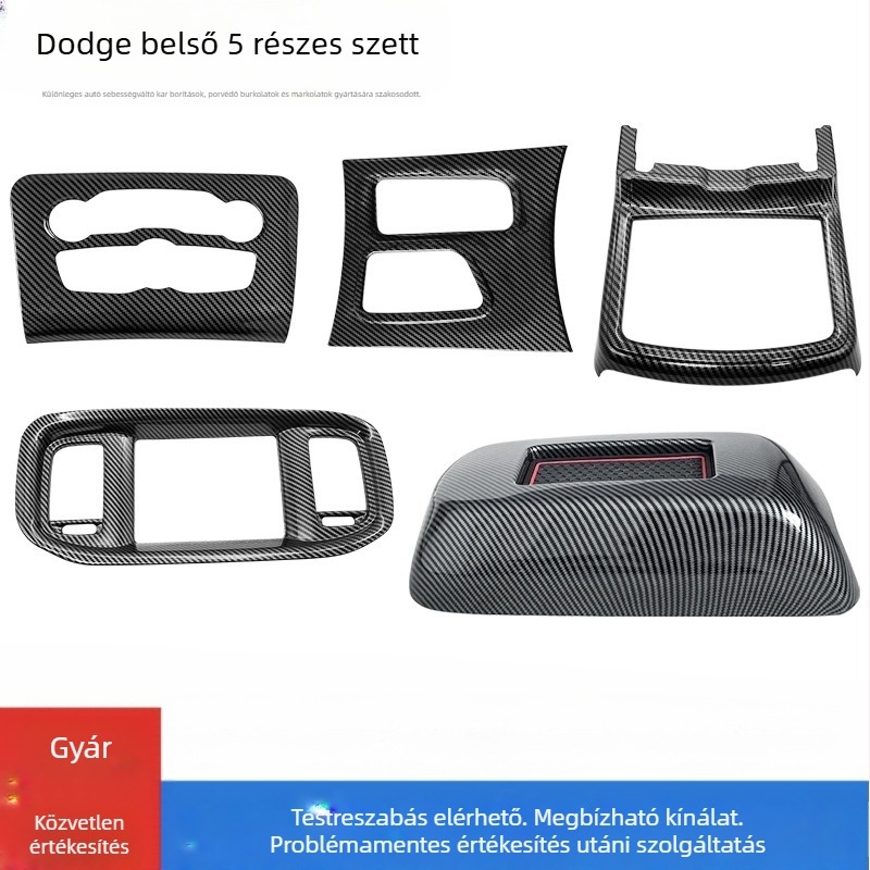 5 részes készlet a sebességváltó panel dekoratív keretéhez és a központi klímaberendezés panel fedeléhez Dodge 2016-2021