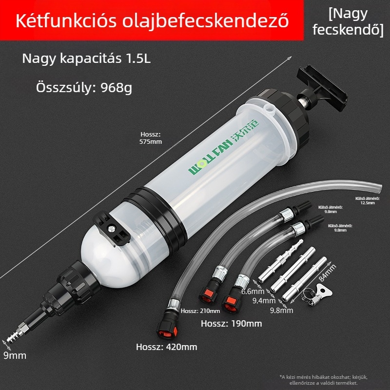 Tűcsöves olajkivonó – kettős használatú töltés és pumpálás – Wallfan ABS műanyagból, autó-karbantartáshoz