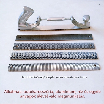 Autó karosszéria lemezfájl állítható csiptetővel, tartó a planer késhez és sík félkör alakú formával (több sorozat)