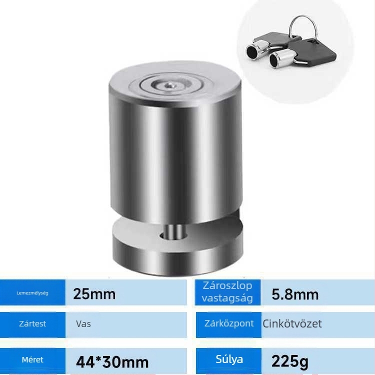 Diszkfék zár motorkerékpárokhoz és elektromos járművekhez, MTB kerékpárokhoz — modell yzdds, anyag ötvözött acél, márka Jin Laide, tömeg 160 g