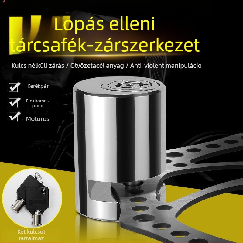 Diszkfék zár motorkerékpárokhoz és elektromos járművekhez, MTB kerékpárokhoz — modell yzdds, anyag ötvözött acél, márka Jin Laide, tömeg 160 g