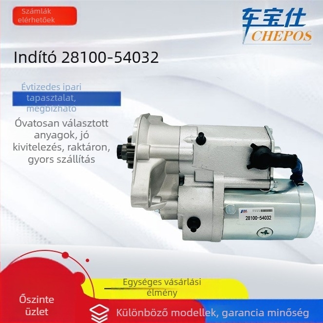 Toyota sorozat 2810054032/2810054150/2810054481 indító motor — 11 fogaskerék, 12V feszültség, 2.7 kW teljesítmény, tömeg 5.3 kg, alkatrész-szám 10054320