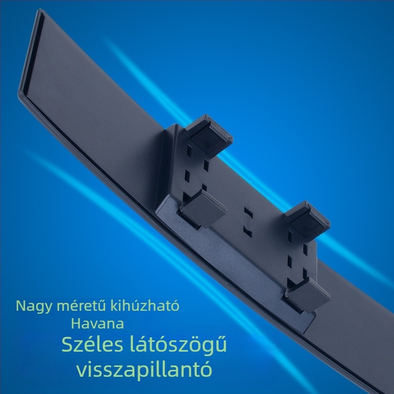 Autó belső visszapillantó tükör széles látómezővel, kettős görbületű tükör, üveg tükör, 12V tápegység, ABS ház