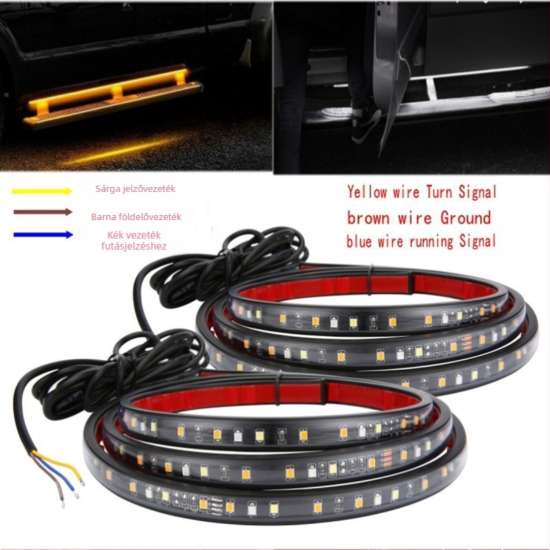 Két színű oldalsó lépcső világítás autóhoz, 2835 LED-del, 12W, 12-14V, QS-60F-2835, szekvenciális jelzőfény