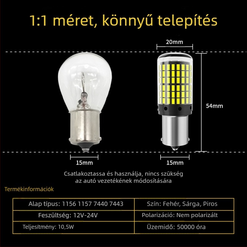 LED index- és féklámpa 3014-144, 12-80V, 20-22W, 6000K, 50 000 óra