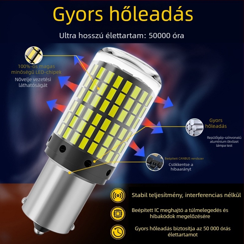 LED index- és féklámpa 3014-144, 12-80V, 20-22W, 6000K, 50 000 óra
