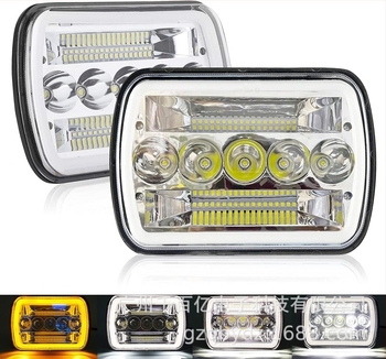 LED lámpa autóhoz halo szemekkel és indexel, 55W, 10-30V, IP67, 5200 lm, modell QBY-2174, Jeep Wrangler YJ (1987–1995), Cherokee XJ, Ford, GMC