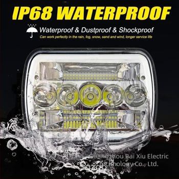LED lámpa autóhoz halo szemekkel és indexel, 55W, 10-30V, IP67, 5200 lm, modell QBY-2174, Jeep Wrangler YJ (1987–1995), Cherokee XJ, Ford, GMC