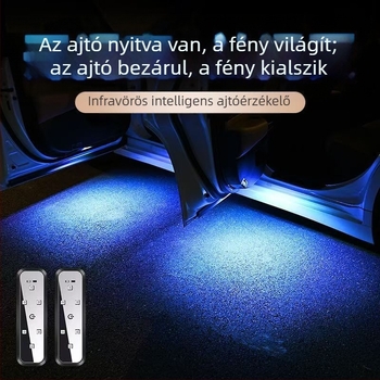 Autóajtó LED világítás, vezeték nélküli, anti-ütközés és hátsó ütközés elleni védelem, hangulatos üdvözlő fény (Modell QCFWD-001; 1.2W; 3.7V; ~0.45A; ABS)