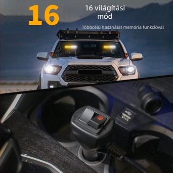 Ren Chi kétfejű autóvészhelyzeti stroboszkóp vákuumos tartóval a szélvédőhöz, 40 LED, biztonsági figyelmeztetés