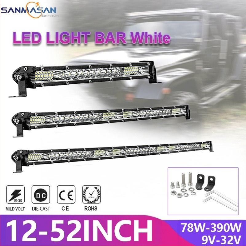 Ultra vékony LED egyrudas fénycsík járművekhez, 24V teherautó-projektor, 12V off-road tető és első lökhárító rács modifikáló világítás.