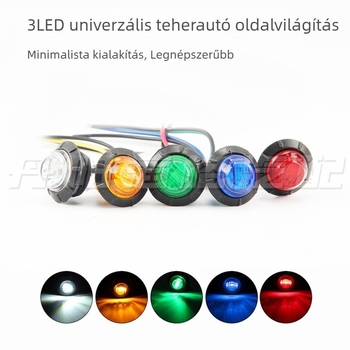 3-LED teherautó oldalsó lámpa, 12/24 V, TG-D-001, műanyag ház, alkalmas teherautókra, pótkocsikra, SUV-kra és buszokra