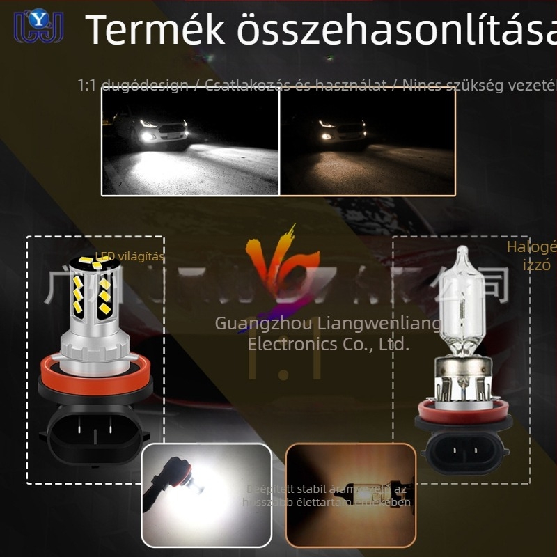 Autó LED ködlámpa – modell H8/H11 3020 15Smd, 6.5W, 12-48V, 750lm, 50 000h