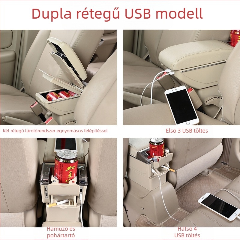 Yidelon Mitsubishi Attrage/Mirage középső kartámasz — műanyag, telepítési támogatás