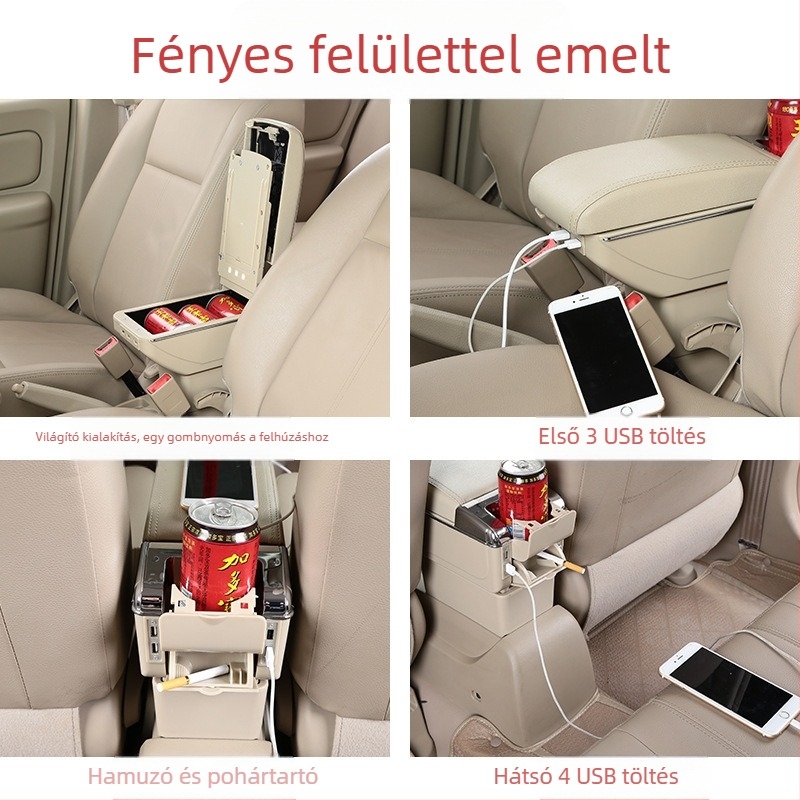 Yidelon Mitsubishi Attrage/Mirage középső kartámasz — műanyag, telepítési támogatás