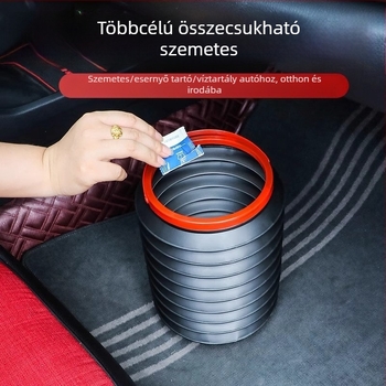 Autóba illő összecsukható szemetes, műanyagból, vízálló tároló doboz, fogantyúval és teleszkópos kialakítással, univerzális használat
