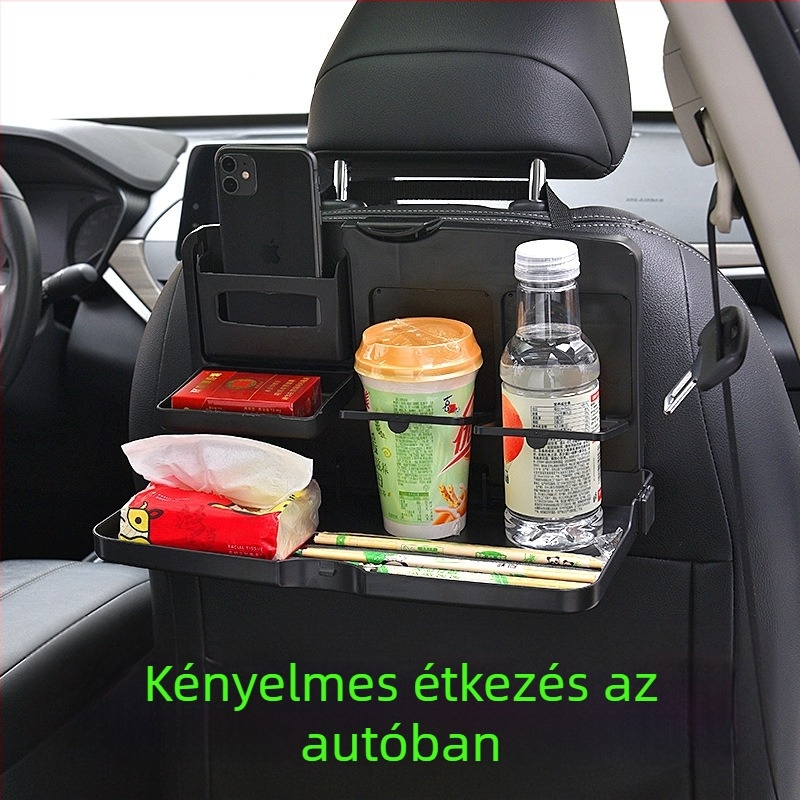 Autó hátsó üléséhez való étkezőtál összecsukható tartóval és telefontartóval (Műanyag; Modell: jiachuangqi; Márka: Jiachangqi; Alkalmas a hátsó támlára)