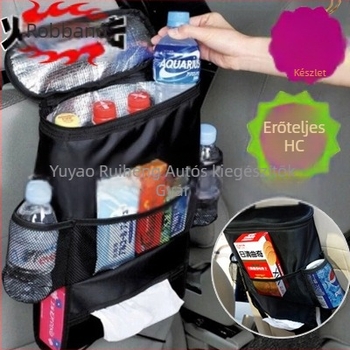 Autóhátsó ülés tároló táska – szigetelt és vízálló, nem szőtt textil, 7.5 L kapacitás, univerzális kompatibilitás