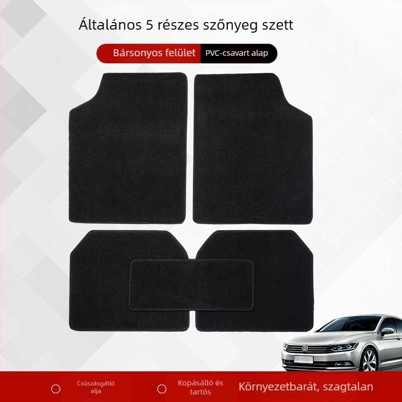 Autópadló szőnyegek - 5 darabos készlet, PVC csúszásmentes anyag, Általános modellekhez kompatibilis, Nyomtatott logó, Testreszabható feldolgozás