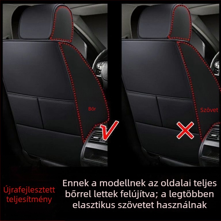 Universális négyévszakos autóülésvédő készlet mikroszálas bőrből, sportos varrással, nyomtatott logóval