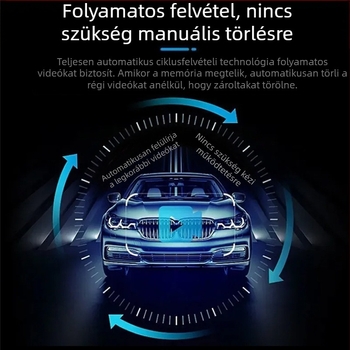 C3 autós dash kamera kettős lencsével, 120° látószög, 720p, Wi‑Fi, ciklikus felvétel, elő- és hátsó felvétel, 2,0 hüvelykes kijelző