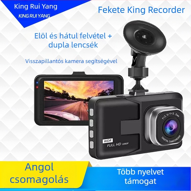 Autó dashkamera előre-hátsó felvétellel, 1080p, 150° látószög, mozgásérzékelés, ciklikus felvétel