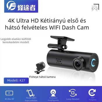 4K autós dashcam WiFi-vel, 170° látószög, 128GB TF-kártya, ciklusos felvétel és parkoló megfigyelés