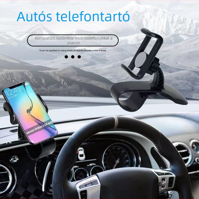 Autós műszerfalra szerelhető telefontartó snap-on rögzítéssel és 360°-os forgással